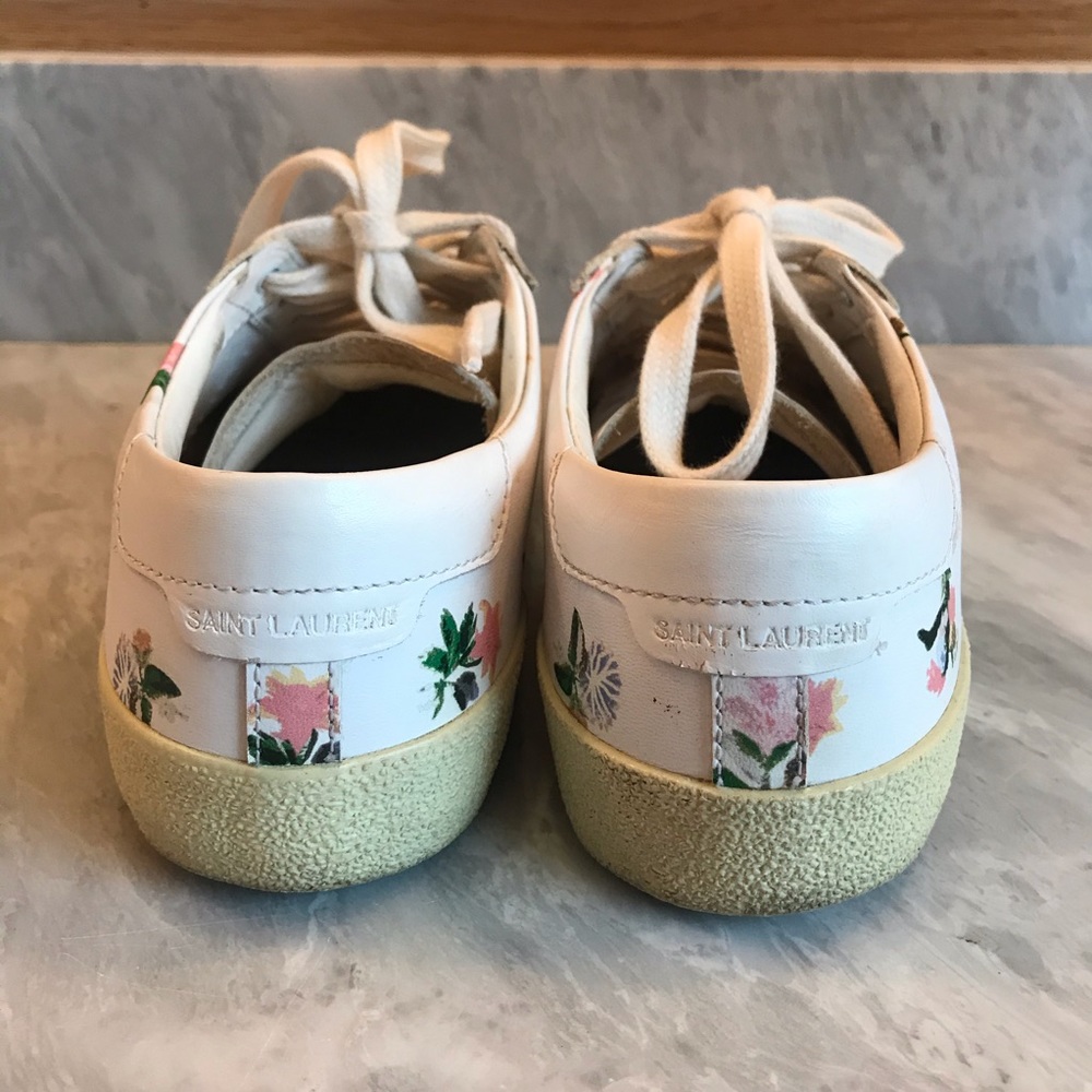 Saint Laurent white floral sneakers sz 36 - Picture 4 of 8